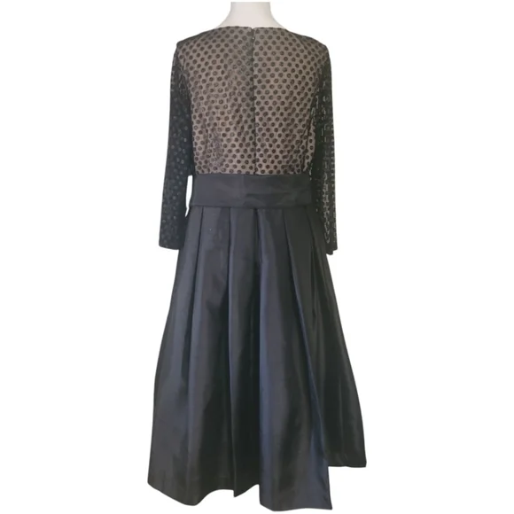 Jessica Howard Chic 3/4 Sleeves Black Polka Dot Mesh Fit & Flare Dress, 16W, NWT - Picture 3 of 11